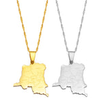 Anniyo the Congo Map With Cities Name Pendant Chain Necklaces DRC Kinshasa Jewelry Congolese  #271321