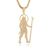 Ancient Egyptian Pharaoh Life Anka Cross Stainless Steel Necklace Anubis Totem Pendant Men\'s Amulet Jewelry Leather Rope Chain