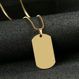 Customized Stainless Steel Engraved Photo Text Rectangle Pendant Necklace Laser Engraving Dog Tag 5mm Cuban Chain Family Gifts