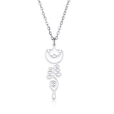 EUEAVAN Lotus Flower Yoga Pendant Necklace Stainless Steel Om Unalome Symbol Necklaces for Women Men Buddhist Amulet Jewelry