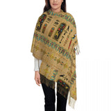 Custom Printed Ancient Gold Pharaoh Egypt King Tut Scarf Men Women Winter Fall Warm Scarves Egyptian Hieroglyphic Shawl Wrap