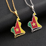 2024 New fashion stainless steel African Cameroon map necklace for men and women geometric ethnic style collarbone chain anniver