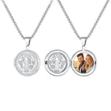 Vnox Stainless Steel Free Photo Custom Necklace For Women Men,Can Open Round Photo Box Pendent,Jewelry Gifts To Husband Wife