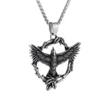 Sparkling Zircon Fly Eagle Pendant Necklace for Men Hip Hop Rock Party Jewelry
