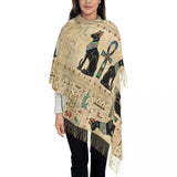 Custom Printed Ancient Gold Pharaoh Egypt King Tut Scarf Men Women Winter Fall Warm Scarves Egyptian Hieroglyphic Shawl Wrap