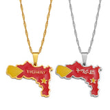 Anniyo Tigray Region Map Flag of Ethiopia Pendant Necklaces Jewelry for Women Girls #239621