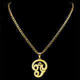 India Tamil Om Symbol Pendant Necklace Women Men Stainless Steel Gold Color Buddhist Om Shiva Yoga Necklaces Jewelry 8089-QKC