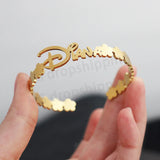 Custom Name Stainless Steel Bracelet Flowers Unusual Retro Bangle For Women Jewelry Non-fading High-quality Gift For Girl