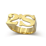 Custom 2 letter ring initials men and women gold ring jewelry gift stainless steel ring personality couple
