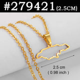 Anniyo TWO SIZE Outline Jamaica Map Pendant Necklaces for Women Girls Stainless steel Jewelry Jamaican  @279421