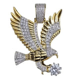 Sparkling Zircon Fly Eagle Pendant Necklace for Men Hip Hop Rock Party Jewelry