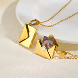 Vnox Envelope Photo Custom Necklace For Women Girls,Stainless Steel Can Open Family Picture Gift Jewelry,Personalized Pendent