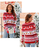 Christmas Knitwears Sweater Women Autumn And Winter New O Neck Long Sleeve Printed Fashion Casual Knitted Pullovers Feminina Top