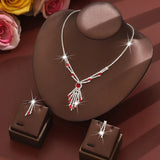 3pcs Exquisite Retro Style Elegant Women Rhinestone Tassel Necklace Earring Set Wedding Banquet Birthday Party Dress Accessories