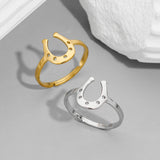 fashion Stainless Steel U Shape Geometric rings for women Simple Horse Shoe adjustable open rings Jewelry gifts 2024	Fashion Sta