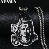 Black Enamel Stainless Steel Shiva Parvati Ganesha Indian Art Hindu God Figure Religious Necklaces Pendants Jewelry N3224S02