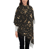 Custom Printed Ancient Gold Pharaoh Egypt King Tut Scarf Men Women Winter Fall Warm Scarves Egyptian Hieroglyphic Shawl Wrap