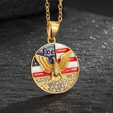 Sparkling Zircon Fly Eagle Pendant Necklace for Men Hip Hop Rock Party Jewelry