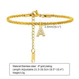 Pave Letter Initial Anklet, Summer Beach Alphabet  Anklet Bracelet on Leg  For Women Girls, Sparking Chain