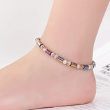 Weight Loss Slimming Anklet Bracelet Magnetic Therapy Colorful Gallstone Hematite Chain Stimulating Acupoints Slim Fat Bracelet