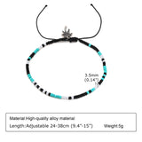 Bohemia Beads Chain Anklets Bracelets for Men, Black Handmade Braided Rope Cord Surfer Anklet, Summer Holiday Beach Foot Jewelry