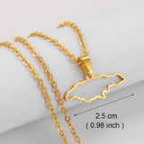 Anniyo TWO SIZE Outline Jamaica Map Pendant Necklaces for Women Girls Stainless steel Jewelry Jamaican  @279421