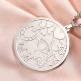 Dawapara Good Luck Elephant Medallion Necklace Powerful Protection Amulet Ohm Symbol Horseshoe Evil Eye Necklace Stainless Steel