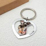 Custom Photo Engraved Keychain Personalised Picture Keyring Personalized Memorial Key Chain Your Dog Pet Portrait Customize Gift