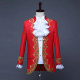 2025 Gold-encrusted Flowers Palace Prince Suits for Men Two-piece Suit, Studio Mens Dress Christmas King Performance Costumes