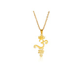 EUEAVAN Lotus Flower Yoga Pendant Necklace Stainless Steel Om Unalome Symbol Necklaces for Women Men Buddhist Amulet Jewelry