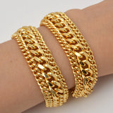 Dubai Copper Link Chain Bracelets for Unisex 18K Gold Plated Wristband Miami Curb Punk Classic Hand Jewellery Party Gift