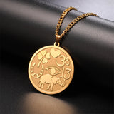 Jeshayuan Evil Eye Clover Man Necklace Horseshoe Yoga Om Pendant Love Chains Choker Neck Lucky Amulet Stainless Steel Jewelry