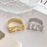 Custom 2 letter ring initials men and women gold ring jewelry gift stainless steel ring personality couple