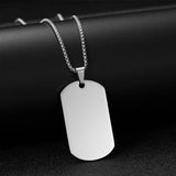 Customized Stainless Steel Engraved Photo Text Rectangle Pendant Necklace Laser Engraving Dog Tag 5mm Cuban Chain Family Gifts