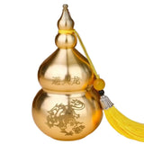 Feng Shui Handicraft Fire-avoiding Dragon Gourd Chinese Style Top Open Cover Copper Gourd Smooth Brass Table
