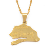 Anniyo The Republic of Senegal Map Pendant Necklaces for Women Girl Gold Color Jewelry Africa Items Ethnic Model Maps #012210