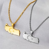 Anniyo Turkey Map Flag Pendant Necklace for Women Men Turks Jewelry #012021