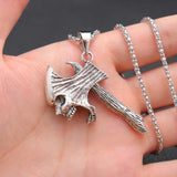 Trendy Retro Crow Prairie Wolf Double Sided Viking Tomahawk Pendant Necklace Charm Men's Necklace Metal Accessorie Party Jewelry