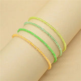 4pcs/set Luminous Colorful Rice Bead Bracelet For Women Men Handmade Elastic Beaded Anklet Glow In The Dark Jewelry Beach Gifts
