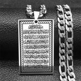 Islam Muslim Arabic Quran Medal Pendant Necklace for Women Men Stainless Steel Gold Color Hip Pop Religion Arab Jewelry Gifts