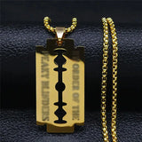 Blade Stainless Steel Long Necklace Men/Women Gold Color Punk Goth Gothic Steampunk Grunge Necklaces Jewery collier  N2243S03
