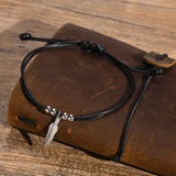 Men's Stylish Black Rope Chain Ankle Bracelets for Boys,Waterproof Stainless Steel Feather Beads Charm Anklet,Foot Gifts Jewelry