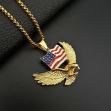 Sparkling Zircon Fly Eagle Pendant Necklace for Men Hip Hop Rock Party Jewelry