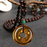 1pcs Imitation Amber Brine Beeswax Beads Necklace Honey Wax Brazilian Amber Necklace Handicraft National Style Pendant Ornaments