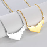 Anniyo The United Arab Emirates Map With Cities Pendant Necklaces Women Girls UAE Jewelry Stainless Steel Material #321101