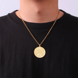 Jeshayuan Evil Eye Clover Man Necklace Horseshoe Yoga Om Pendant Love Chains Choker Neck Lucky Amulet Stainless Steel Jewelry