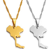 Anniyo the Kingdom of Thailand Map Pendant Necklaces for Women/Girl Jewelry Thai  #024721