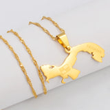 Anniyo Panama Map Pendant Necklaces for Women Girls Gold Plated Panamanian Maps Jewelry #011621