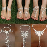 New Trendy Summer Daisy Flower Chain Anklet Connecting Foot Finger Bracelet Barefoot Anklets for Women Bohemian Beach Foot Chain