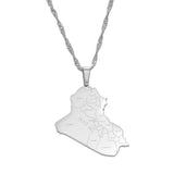 Anniyo Republic Of Iraq Map Cities Pendant Necklace Gold Color Jewelry Map Of Iraq Necklaces #153621